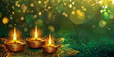 Happy diwali background, indian festival backdrop with diya