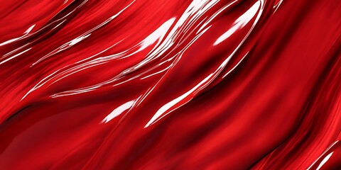 Red glossy abstract background with smooth lines and waves 