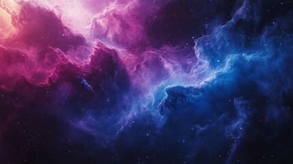 Wall Mural - cosmic nebula with swirling pink and blue clouds