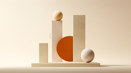 Poster - Minimalist Geometry: A captivating composition of geometric shapes in soft hues, capturing the essence of modern minimalism and elegant design.  