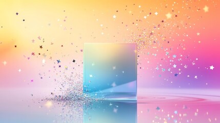 Sticker - Magical Sparkle Cube on Colorful Background