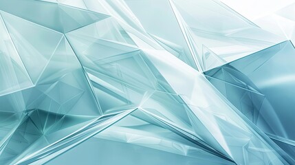 Interlocking polygons and thin lines in icy blue and silver for a sleek modern design