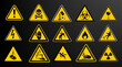 © TomKorcak - Yellow warning and danger signs collection isolated on a black background