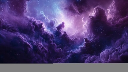 Wall Mural - Cosmic Clouds and Stars in a Vibrant Purple and Blue Nebula