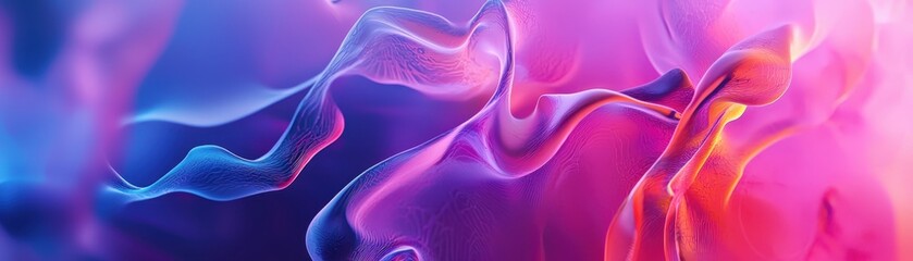 Vibrant abstract neon light trails creating a dynamic, colorful, and fluid background with shades of purple, blue, and pink for digital creativity.