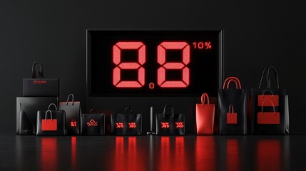 Poster - A high-energy flash sale promotion with a bold digital countdown timer. Various products are shown with striking red tags, highlighting old versus new prices to draw attention to the discounts. Large