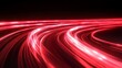 © Daria - Abstract red lines depict the speed of the road in red. Red light trails on a dark background, with a high speed and fast motion blur effect. Design of a postcard, banner, website