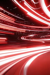 Wall Mural - Abstract red lines depict the speed of the road in red. Red light trails on a dark background, with a high speed and fast motion blur effect. Design of a postcard, banner, website