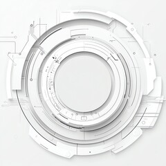 Poster - Abstract circular tech background with white color.