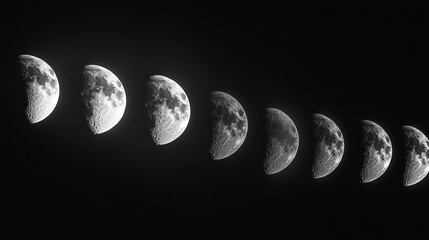 an image capturing all the moon phases taken over the course of two months, showing the lunar cycle 