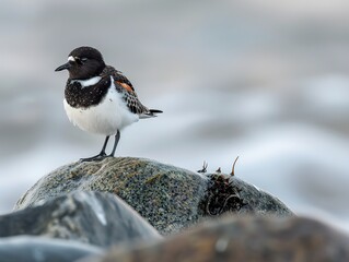 Sticker - Shorebird Perched on a Rock by the Sea