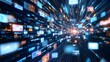 © Pixel Alchemist - A dynamic visualization of data streams, showcasing a multitude of screens and vivid colors, representing technology and innovation.
