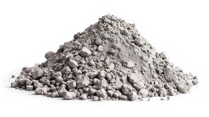 Wall Mural - side view on one single cement powder pile heap isolated on white background