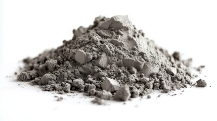 Wall Mural - side view on one single cement powder pile heap isolated on white background