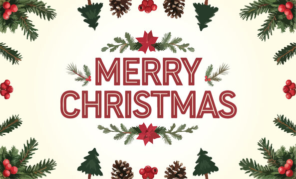 Merry Christmas lettering with christmas element