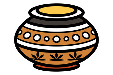 Wall Mural - Traditional Garba Pot Icon Vector Art Cultural Earthen Pot Illustration