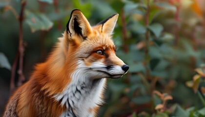 Wall Mural - Red fox lounging in a vibrant garden setting