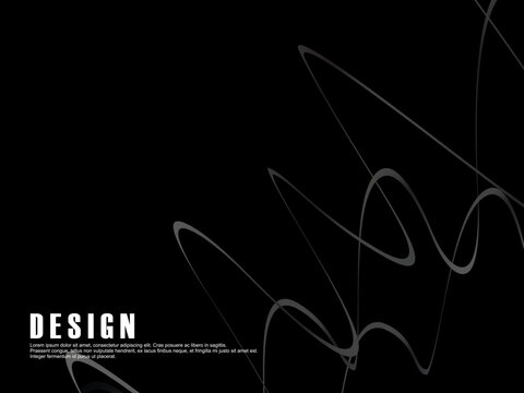 Black background with gray gradient ribbon pattern. Black background with modern graffiti pattern.