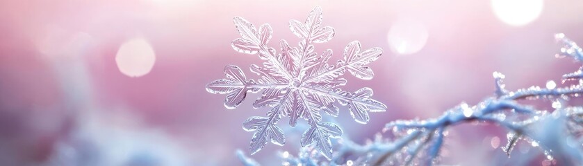 Aufkleber - A delicate snowflake captured in stunning detail, showcasing intricate patterns against a soft, dreamy background.