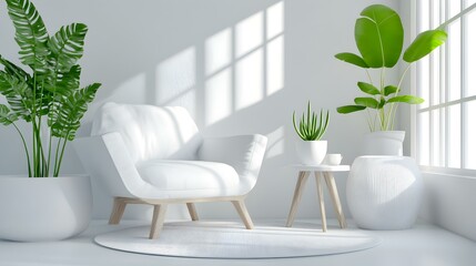 Wall Mural - Bright and Airy Living Room with Indoor Plants