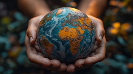 Globe in human hands Save the planet concept