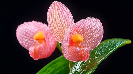 Poster - Delicate Pink Orchid Flowers with Raindrops