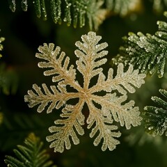 Poster - Frosty Fern Leaves with Snowy Accents