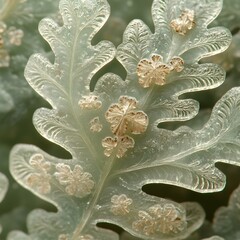 Poster - Delicate Frosted Leaf with Intricate Patterns