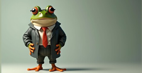 Wall Mural - Cool frog in a fashionable jacket, tie