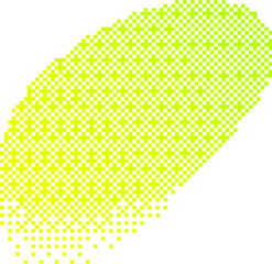 Poster - Pixel pattern shape. Textured ellipse with bitmap Y2k dither gradient. Retro with old computer game graphic effect. Halftone illustration