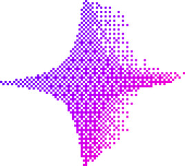 Poster - Pixel pattern shape. Textured star with bitmap Y2k dither gradient. Retro with old computer game graphic effect. Halftone illustration