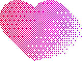 Poster - Pixel pattern shape. Textured heart with bitmap Y2k dither gradient. Retro with old computer game graphic effect. Halftone illustration