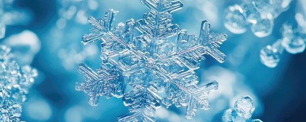 Poster - A close-up view of a beautiful snowflake, showcasing intricate patterns and the delicate nature of winter's beauty.