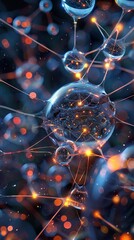 Wall Mural - abstract network of glowing spheres: a digital art exploration