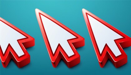 Poster - Three stylized red cursor arrows on a teal background, representing navigation and digital interaction.