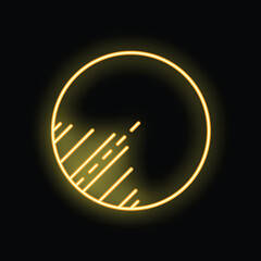 Poster - Bright yellow neon sign in the shape of a loading circle is glowing on a black background
