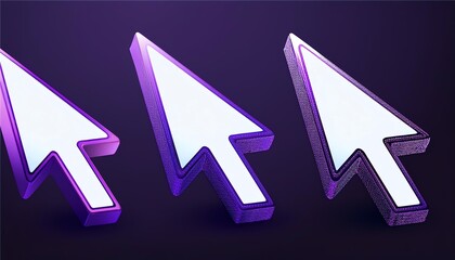 Poster - A modern graphic featuring three glowing cursors pointing right against a dark background, symbolizing navigation and digital interaction.
