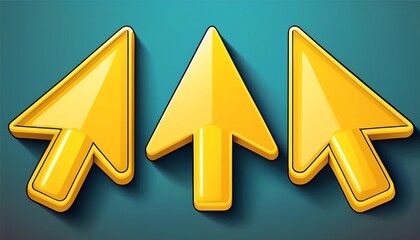 Poster - Three yellow upward arrows on a teal background, symbolizing progress, direction, or navigation.