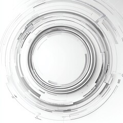 Fototapete - Abstract white futuristic technology background with concentric circles and lines, creating a circular frame for text or design.
