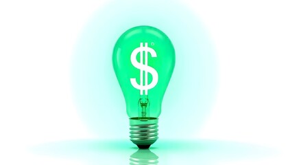 Light bulb with $ dollar sign representing business financial ideas and innovation isolated on a white background