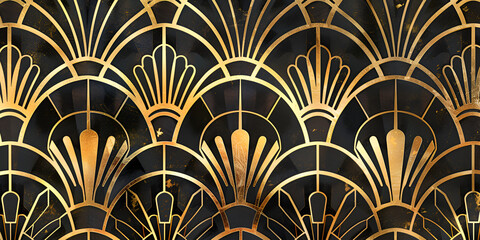 Art Deco Style Golden Wallpaper Design