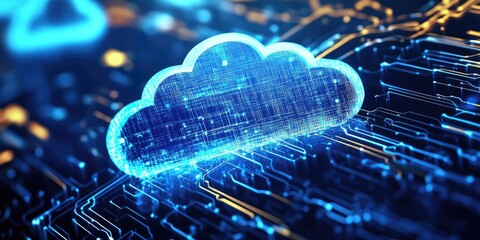 Fototapete - Digital transformation focuses on automating business processes, optimizing operations, and enhancing customer service with the help of cloud computing and digitalization