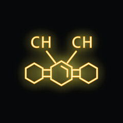 Wall Mural - Yellow neon glowing icon of a butane molecule on a dark background