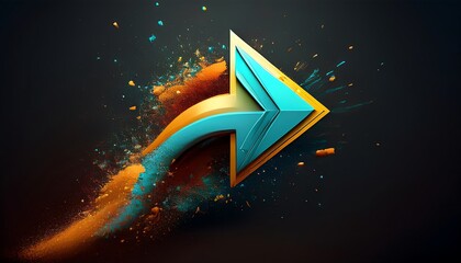 Poster - A vibrant, dynamic arrow design with splashes of color, symbolizing movement and progress against a dark background.