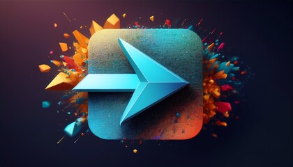 Poster - A vibrant graphic featuring a blue arrow on a textured, colorful background, symbolizing direction and creativity.