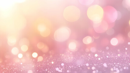 Abstract Blurred Background with Sparkling Glitter, Pink and Yellow Colors, Soft Bokeh Lights, Festive and Elegant