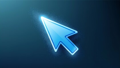 Poster - A glowing blue mouse cursor against a dark background, embodying digital interaction and technology.