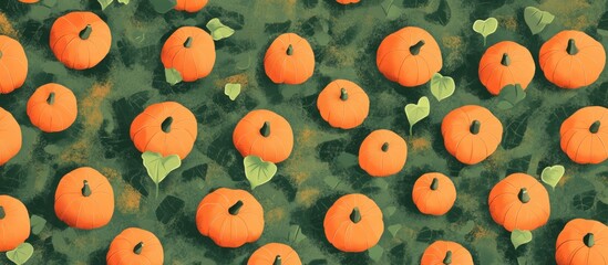 pumpkin patch in fall aerial view of pumpkin field