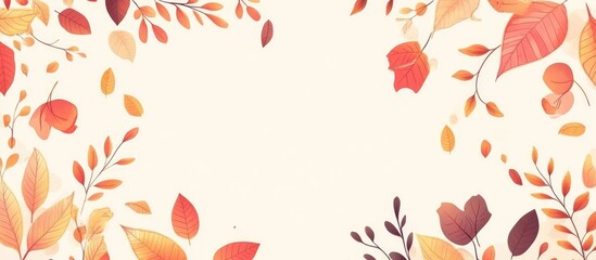 Wall Mural - Autumn Leaves Frame Isolated Background Fall Foliage Border