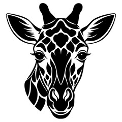 Wall Mural - Giraffe head silhouette vector illustration on white background